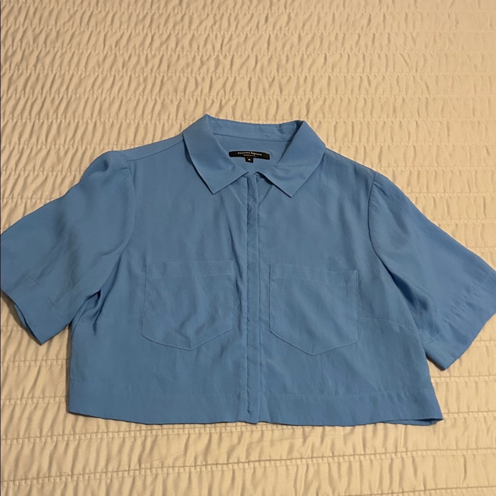 Nanette Lepore - Short Sleeve 2 pocket front Cropped Blouse. Size M
